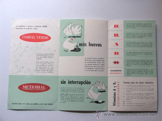 Werbekataloge: PUBLICIDAD / BIOTER -VITAMINAS PARA AVICULTURA / MADRID A&Ntilde;O 50 / FOLLETO COMERCIAL