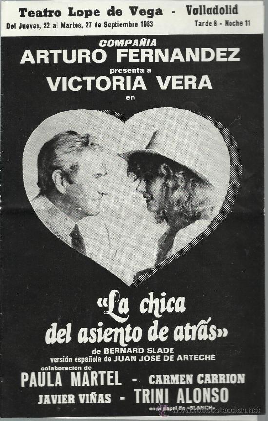 Cat&aacute;logos publicitarios: PROGRAMA DE MANO DE LA COMPA&Ntilde;IA DE ARTURO FERNANDE4Z CON VICTORIA ABRIL DE 1983