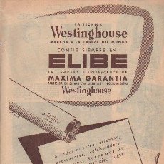 Catálogos publicitarios: PUBLICIDAD ANTIGUA. LÁMPARAS. ELIBE. WESTINGHOUSE. 1956.. Lote 32190455