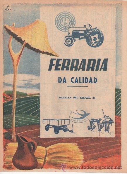 Cat&aacute;logos publicitarios: PUBLICIDAD ANTIGUA. MAQUINARIA. FERRARIA. 1956.