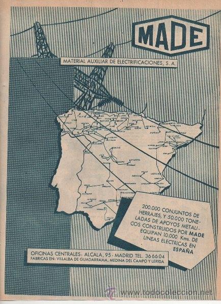Cataloghi pubblicitari: PUBLICIDAD ANTIGUA. INDUSTRIA. M.A.D.E. MATERIAL AUXILIAR DE ELECTRIFICACIONES. 1956.