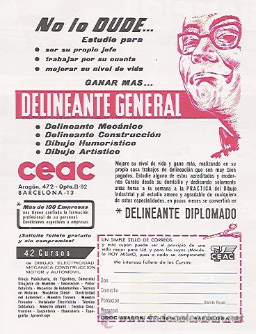 Catalogues publicitaires: PUBLICIDAD ORIGINAL EN PRENSA 1968: CEAC DELINEANTE - REF&ordf; (JC) PUBLI 6