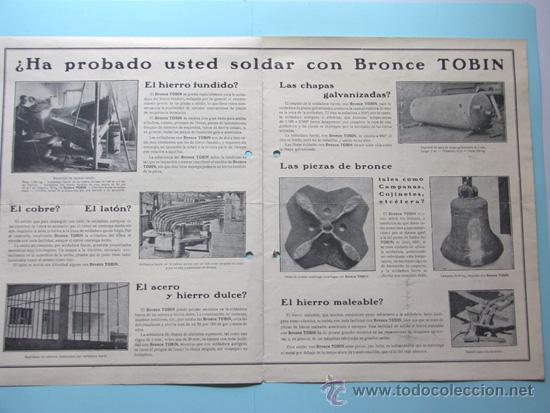 Werbekataloge: PUBLICIDAD / BRONCE TOBIN -MATERIALES PARA SOLDADURA AUTOGENA / A&Ntilde;OS 50 / FOLLETO COMERCIAL