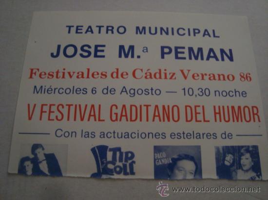 Werbekataloge: media publicidad teatro munipal jose maria peman cadiz festival verano 1986 cine verano