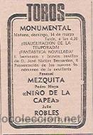 Catalogues publicitaires: Publicidad en prensa original, corrida de toros en la Monumental de Barcelona, 1971  - Ref&ordf; (JC)c1