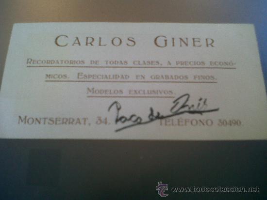 Catalogues publicitaires: ANTIGUA ESTAMPA RELIGIOSA PUBLICIDAD CARLOS GINER RECORDATORIOS Y GRABADOS MONTSERRAT 34 BARCELONA