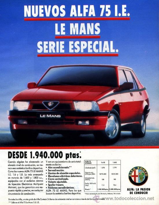 Advertising Catalogs: publicidad prensa 1991 - alfa romeo / banco zaragozano - coche -foto adicional-