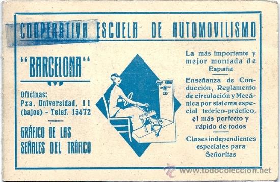 Cat&aacute;logos publicitarios: 0040 -GR&Aacute;FICO DE LAS SE&Ntilde;ALES DEL TRAFICO ESCUELA DE AUTOMOVILISMO BARCELONA -TRIPTICO 16X10,5 CM