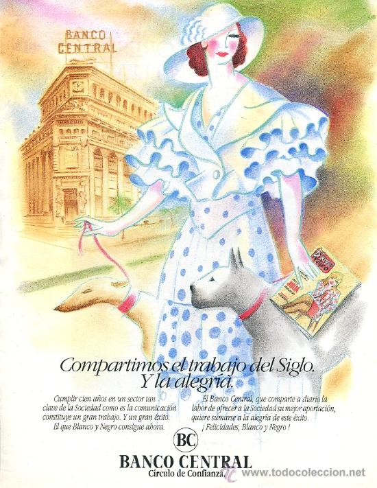 Werbekataloge: publicidad prensa 1991- banco central / cortefiel / blanco negro - ropa mujer perro prensa adic foto