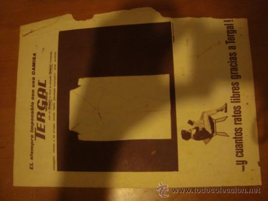 Werbekataloge: muy antigua hoja publicidad, publicitaria, tergal , el siempre impecable con las camisas