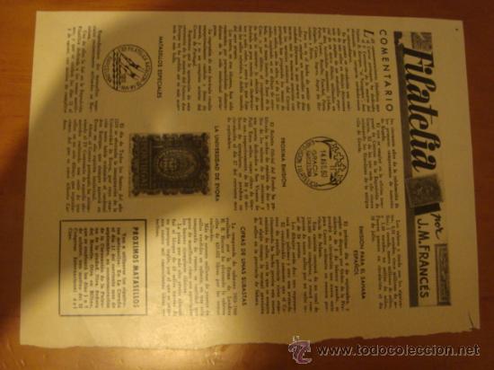Werbekataloge: muy antigua hoja publicidad, publicitaria, filatelia por j.m.frances a&ntilde;os 60s