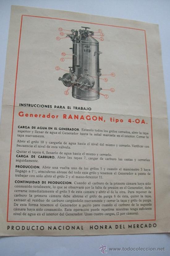Werbekataloge: FOLLETO DE: RANAG&Oacute;N GENERADOR DE GAS A PRESI&Oacute;N DE PRODUCCI&Oacute;N CONTINUA/F.-