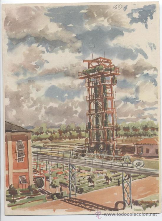 Cat&aacute;logos publicitarios: Diptico de Farmapen. Compa&ntilde;&iacute;a Espa&ntilde;ola de Penicilina, Madrid. Acuarela de Vilarroig.1955.