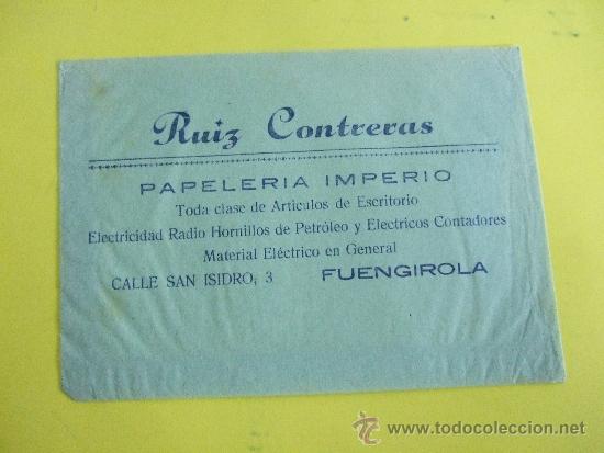 Cat&aacute;logos publicitarios: SOBRE PUBLICIDAD PAPELERIA IMPERIO - FUENGIROLA - A&Ntilde;OS 50 O 60