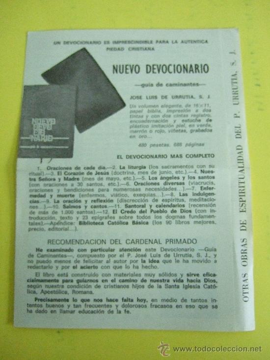 Cat&aacute;logos publicitarios: PUBLICIDAD NUEVO DEVOCIONARIO - 1976 - P. URRUTIA - MADRID