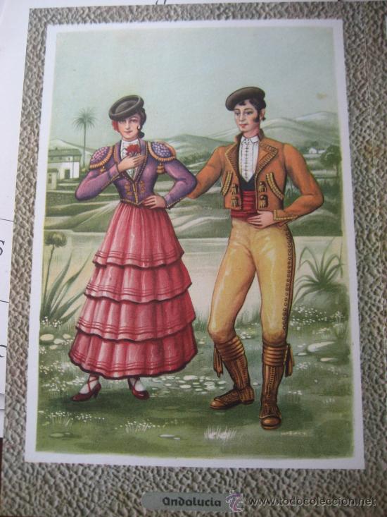 Cat&aacute;logos publicit&aacute;rios: Andalucia. Traje T&iacute;pico. Lamina de 21 x 14 cms. Publicidad Farmaceutica.