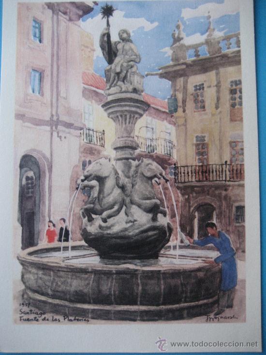 Cat&aacute;logos publicit&aacute;rios: Santiago. Fuente de las Plater&iacute;as. Lamina 23 x 16. Publicidad Farmaceutica Roche