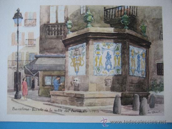 Cat&aacute;logos publicit&aacute;rios: Barcelona. Fuente de la Calle Cucurulla. Lamina 23 x 16. Publicidad Farmaceutica Roche