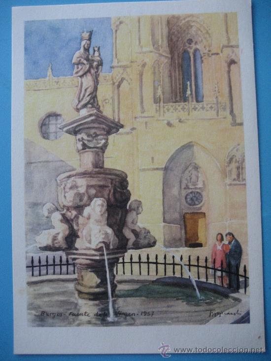 Cat&aacute;logos publicitarios: Burgos. Fuente de la Virgen. Lamina 23 x 16. Publicidad Farmaceutica Roche