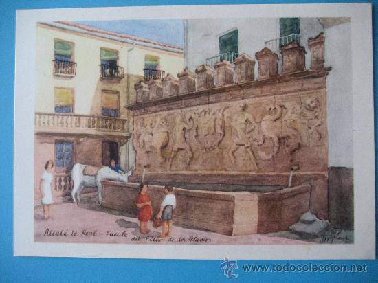Cat&aacute;logos publicit&aacute;rios: Alcal&aacute; la Real. Fuente del Pilar de los Alamos. Lamina 23 x 16. Publicidad Farmaceutica Roche