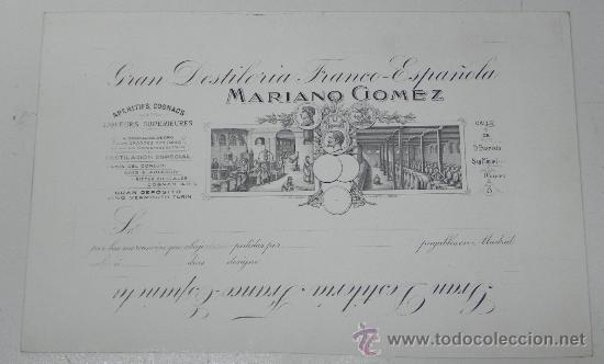 Advertising Catalogs: ANTIGUA LITOGRAFIA CON PUBLICIDAD DE GRAN DESTILERIA FRANCO ESPA&Ntilde;OLA, MARIANO GOMEZ, MADRID, MIDE 25