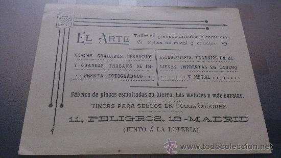 Catalogues publicitaires: ANTIGUA TARJETA PUBLICIDAD COMERCIAL EL ARTE GRABADO ARTISTICO PLACAS IMPRENTA FOTOGRABADO MADRID