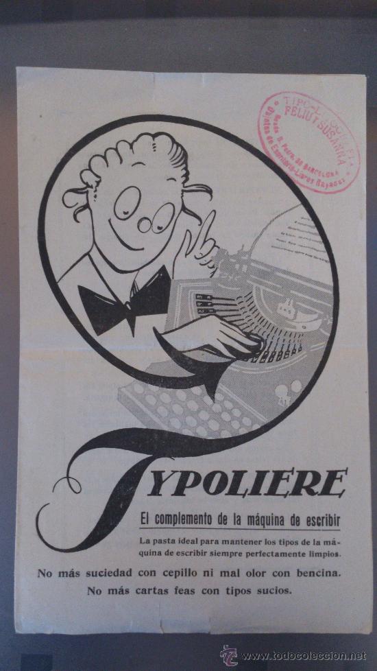 Catalogues publicitaires: ANTIGUO FOLLETO PUBLICIDAD TYPOLIERE COMPLEMENTO MAQUINAS DE ESCRIBIR MECANOGRAFIA