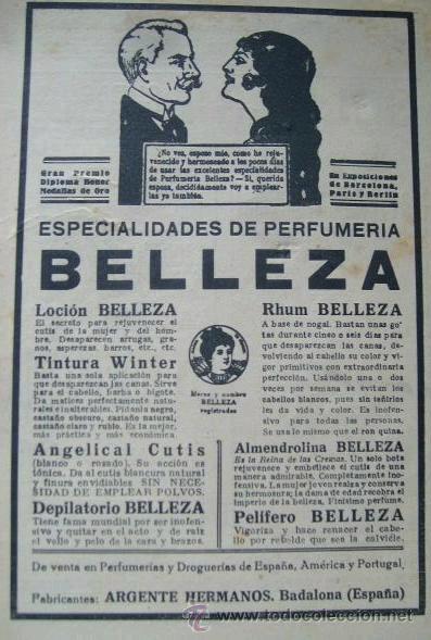 Cat&aacute;logos publicitarios: Anuncio *ESPECIALIDADES DE PERFUMERIA BELLEZA* LOCI&Oacute;N, RHUM - ARGENTE HERMANOS (BADALONA) - A&Ntilde;OS 40
