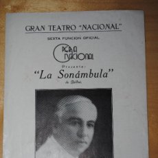 Catálogos publicitarios: TEATRO NACIONAL DE LA HABANA. LA SONAMBULA DE BELLINI. MAYO DE 1939.. Lote 35793869