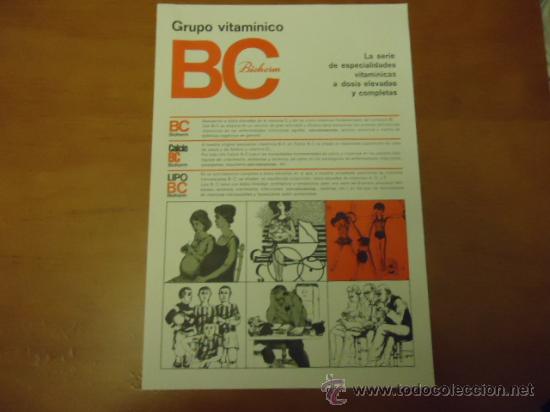 Werbekataloge: ANTIGUA PUBLICIDAD LABORATORIOS BIOHORM grupo vitaminico bc calcio