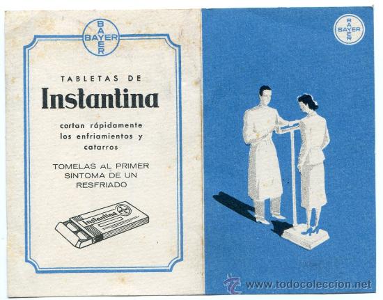 Catalogues publicitaires: Tarjeta de peso de farmacia de 1951 con publicidad de Instantina de Bayer