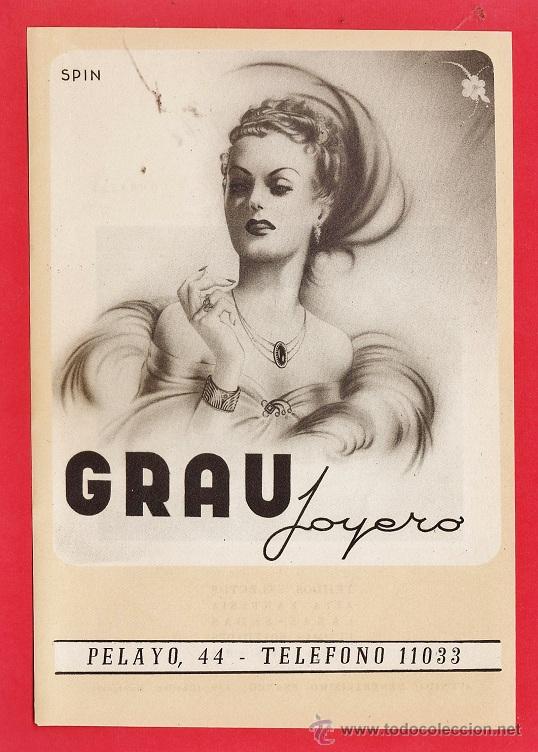 Cat&aacute;logos publicitarios: anuncio publicitario - joyeria / moda - joyero grau / barcelona - hoja 12 x 18 - a&ntilde;os 40