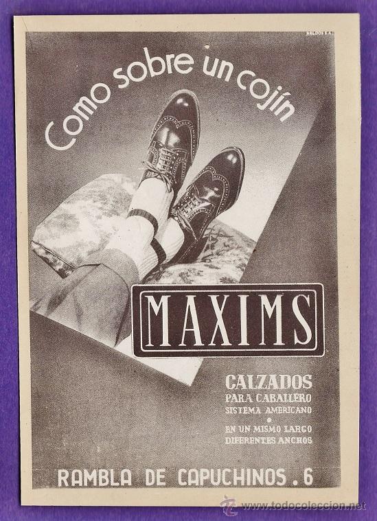 Catalogues publicitaires: anuncio publicitario - moda - zapatos para caballero maxims - hoja 12 x 18 - a&ntilde;os 40