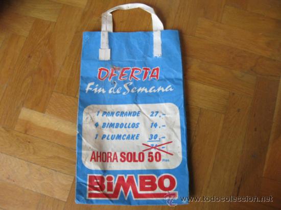 Werbekataloge: CURIOSA BOLSA DE PAPEL PUBLICIDAD DE PRODUCTOS BIMBO - A&Ntilde;OS 70
