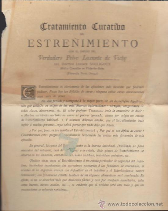 Advertising Catalogs: Tratamiento del Estre&ntilde;imiento . Verdadero Polvo Laxante de Vichy del Doctor Leonce-