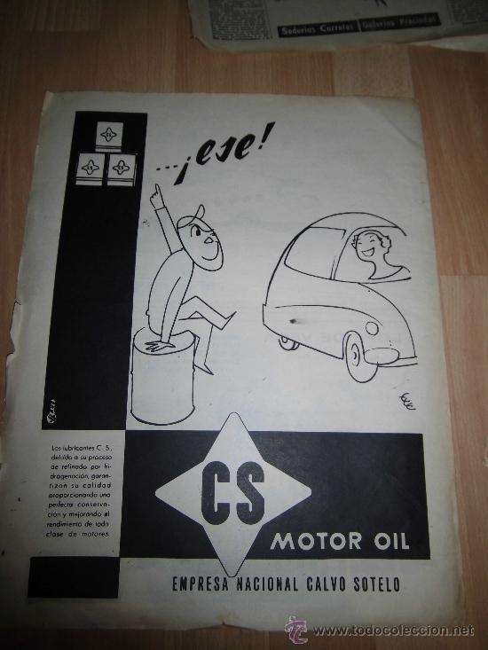 Cat&aacute;logos publicit&aacute;rios: PUBLICIDAD CS MOTOR OIL/PELICULA EL DIABLO DEL DESIERTO  HOJA PERIODICO ARRIBA 1957