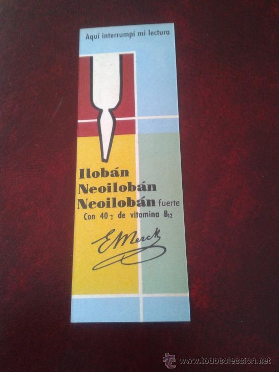 Advertising Catalogs: Punto de libro publicidad para m&eacute;dicos a&ntilde;os 50 laboratorios Merck Ilob&aacute;n Neoilob&aacute;n
