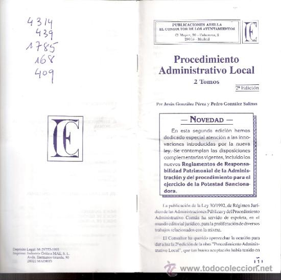 Advertising Catalogs: Procedimiento Administrativo Local.Publicaciones Abella.Consultor de los Ayntamientos.32 p&aacute;gs.21x11