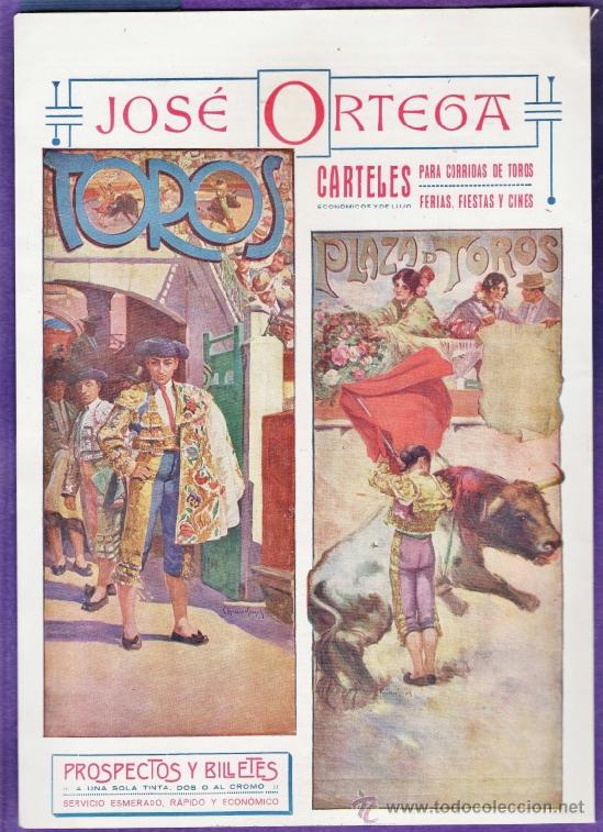 Cat&aacute;logos publicitarios: hoja -carteles de toros/valencia -imprenta jose ortega-ambos lados -ver foto-a&ntilde;o 1919- rev iberica