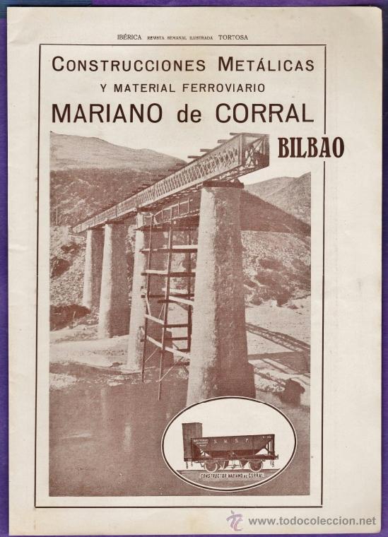 Advertising Catalogs: hoja - construcciones metalicas mariano del corral / bilbao - dorso varios - ver foto - a&ntilde;o 1919