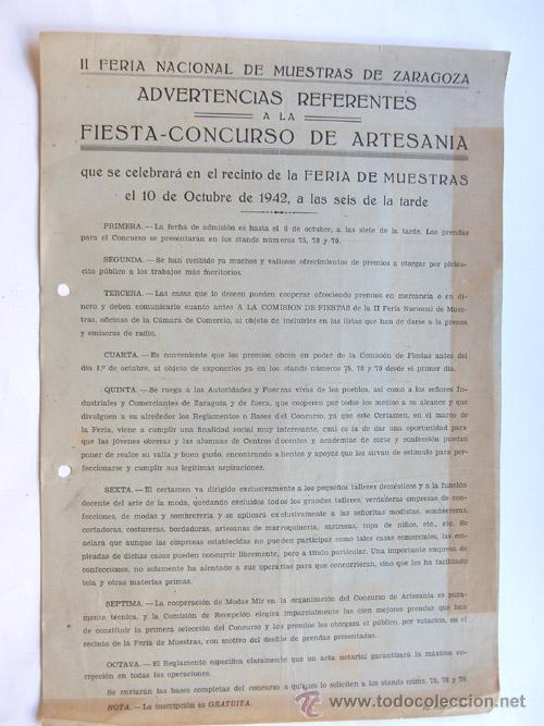 Cat&aacute;logos publicitarios: FOLLETO PUBLICIDAD / II FERIA NACIONAL DE MUESTRAS DE ZARAGOZA / 1942
