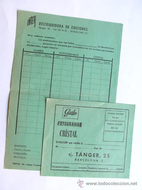 Cat&aacute;logos publicitarios: FOLLETO E IMPRESO / DISTRIBUIDORA DE EDICIONES / INTER / GARBO / FOTOGRAMAS / BARCELONA A&Ntilde;OS 60