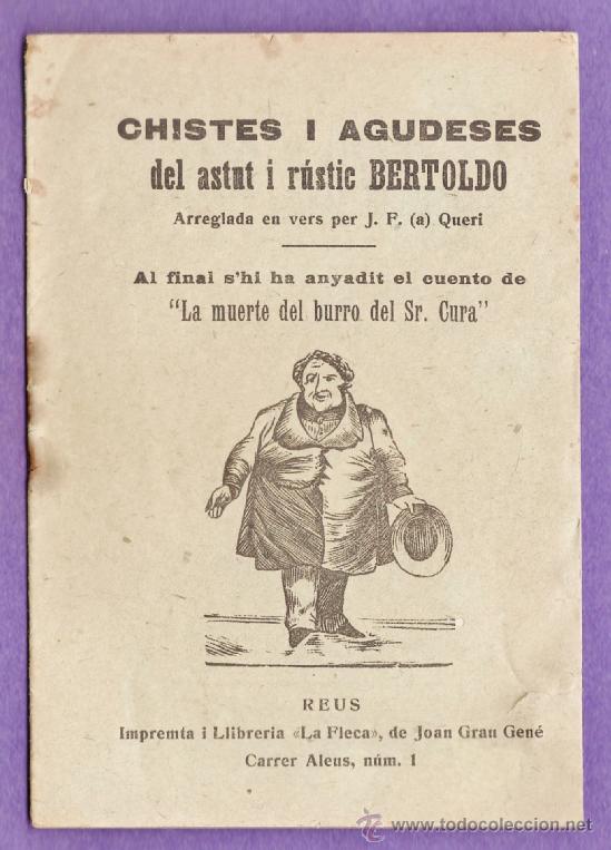 Cat&aacute;logos publicitarios: folleto - chistes i agudeses de bertoldo - almacenes la fleca / j. grau gene - reus - foto -a&ntilde;o 1897