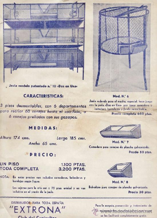 Cat&aacute;logos publicitarios: catalogo publicitario - jaulas para conejos extrona - consejos para el cunicultor - a&ntilde;os 60