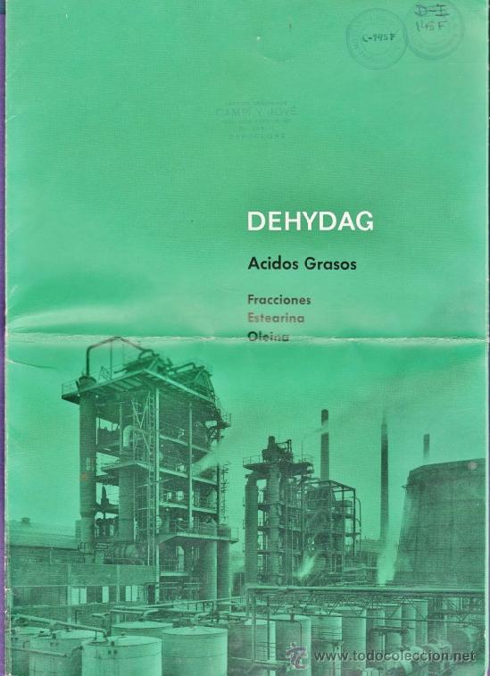 Cat&aacute;logos publicitarios: catalogo - acidos grasos dehydag / alemania - con datos quimicos y fisicos - a&ntilde;os 60
