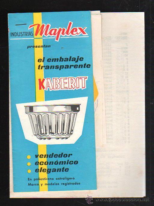 Catalogues publicitaires: CATALOGO PUBLICITARIO CON LISTA DE PRECIOS DE EMBALAJES KABERIT. INDUSTRIAS MAPLEX