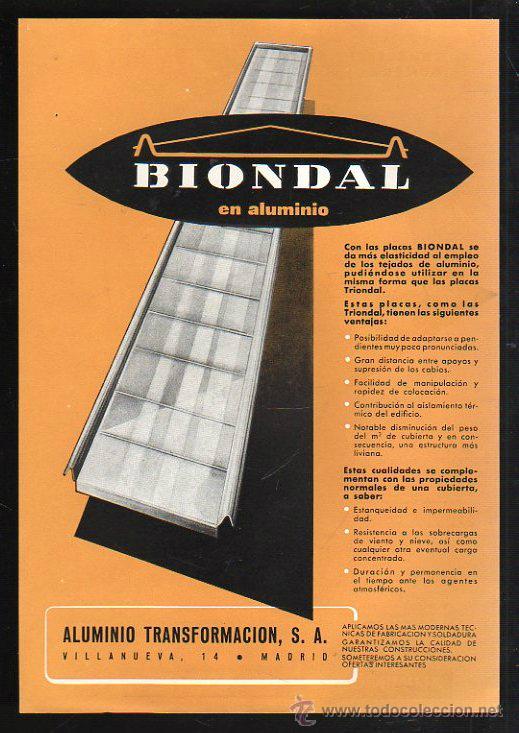 Catalogues publicitaires: FOLLETO PUBLICITARIO DE ALUMINIO BIONDAL.