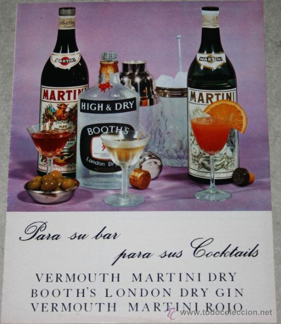 Cat&aacute;logos publicitarios: anuncio publicitario de ginebra booyt's y vermouth Martini, julio de 1969
