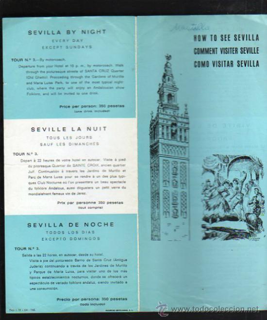 Cat&aacute;logos publicit&aacute;rios: FOLLETO PUBLICITARIO DE SEVILLA CITY SIGHTSEEING. 1968. VER FOTO