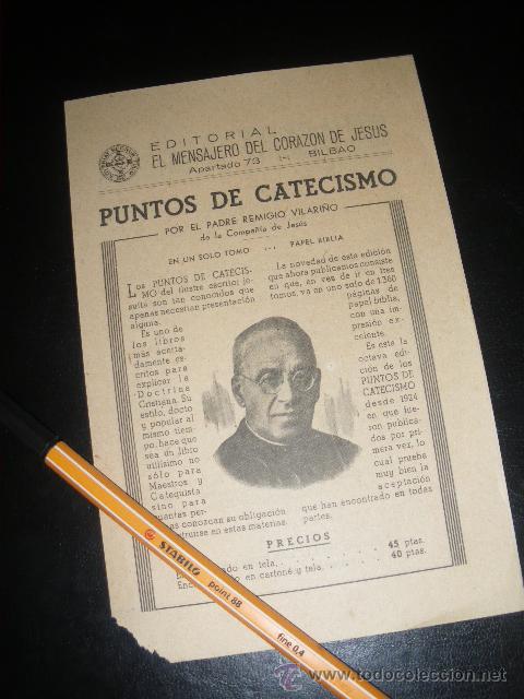 Cat&aacute;logos publicitarios: PUBLICIDAD DE PUNTOS DE CATECISMO Y DEVOCIONARIOS DEL PADRE REMIGIO VILARI&Ntilde;O. BILBAO.